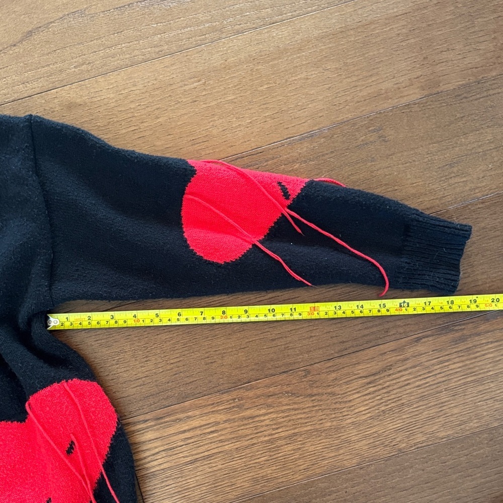 Unlisted Black Crewneck Sweater with Red Drip Heart Motifs - Picture 4 of 5